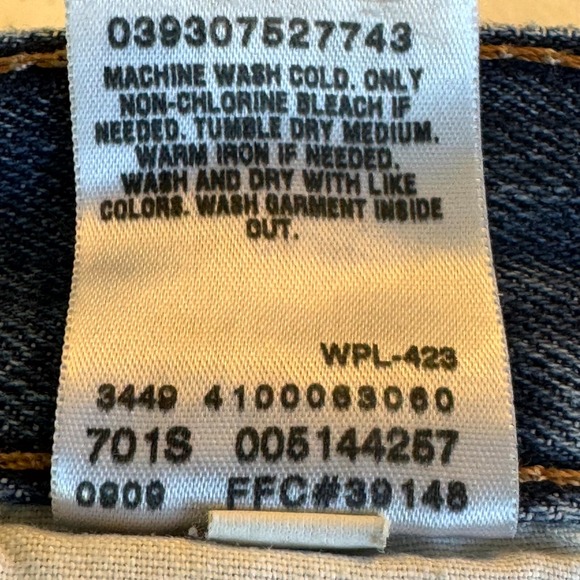 Vintage Levi's 514 Men's Jeans 34x34 Blue Denim 100% Cotton Slim Straight - Picture 14 of 15